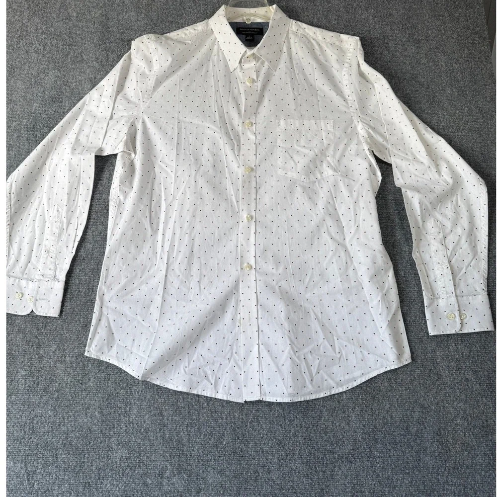 Banana‎ Republic Mens Soft Wash Standard Fit Button Down Shirt Red Dot L